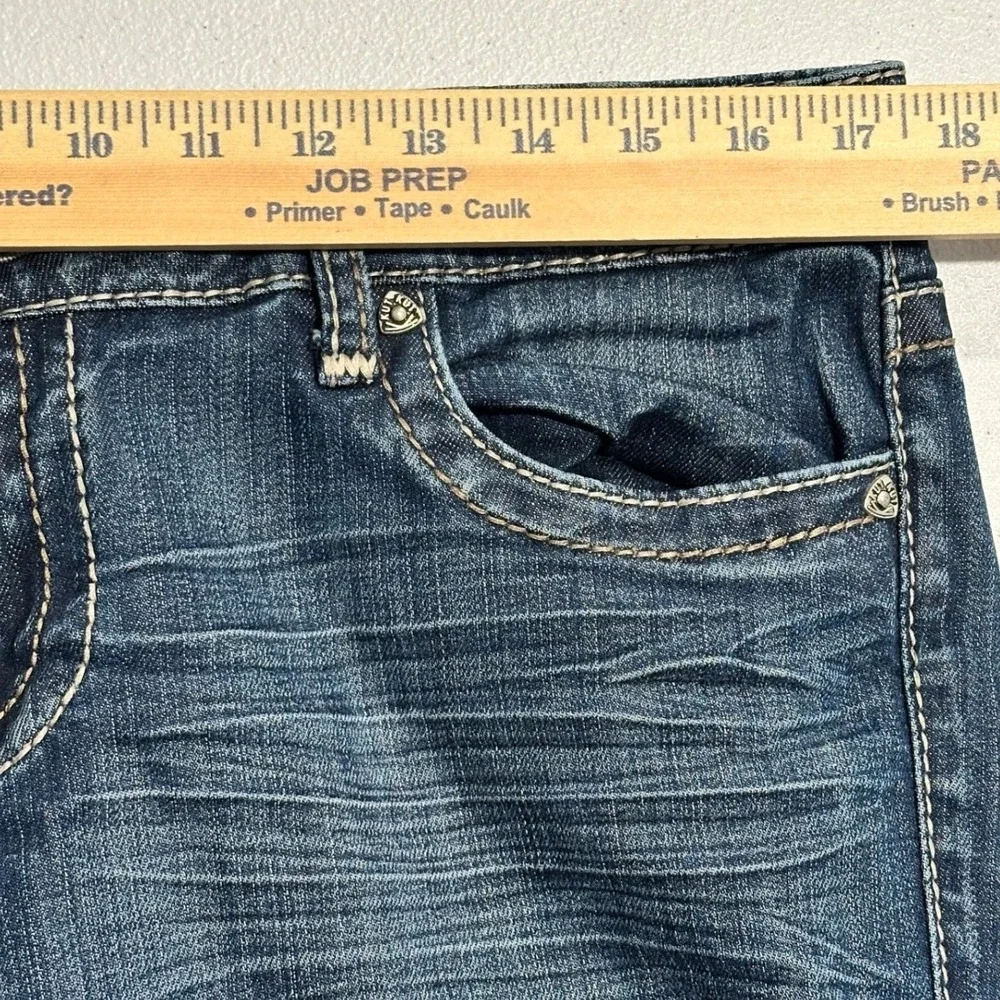 KUT from the Kloth Women's Size 14 Straight Leg Jeans Blue Medium Wash Whiskered